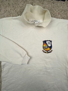Blue Angels Jet Planes Crest Shield Ivory L/S Sweatshirt w Collar Medium USA
